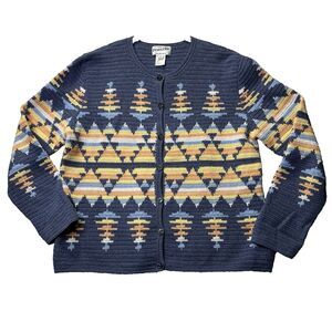 Pendleton Portland Barn‎ 100% Virgin Wool Aztec Mountain Cardigan Size Large